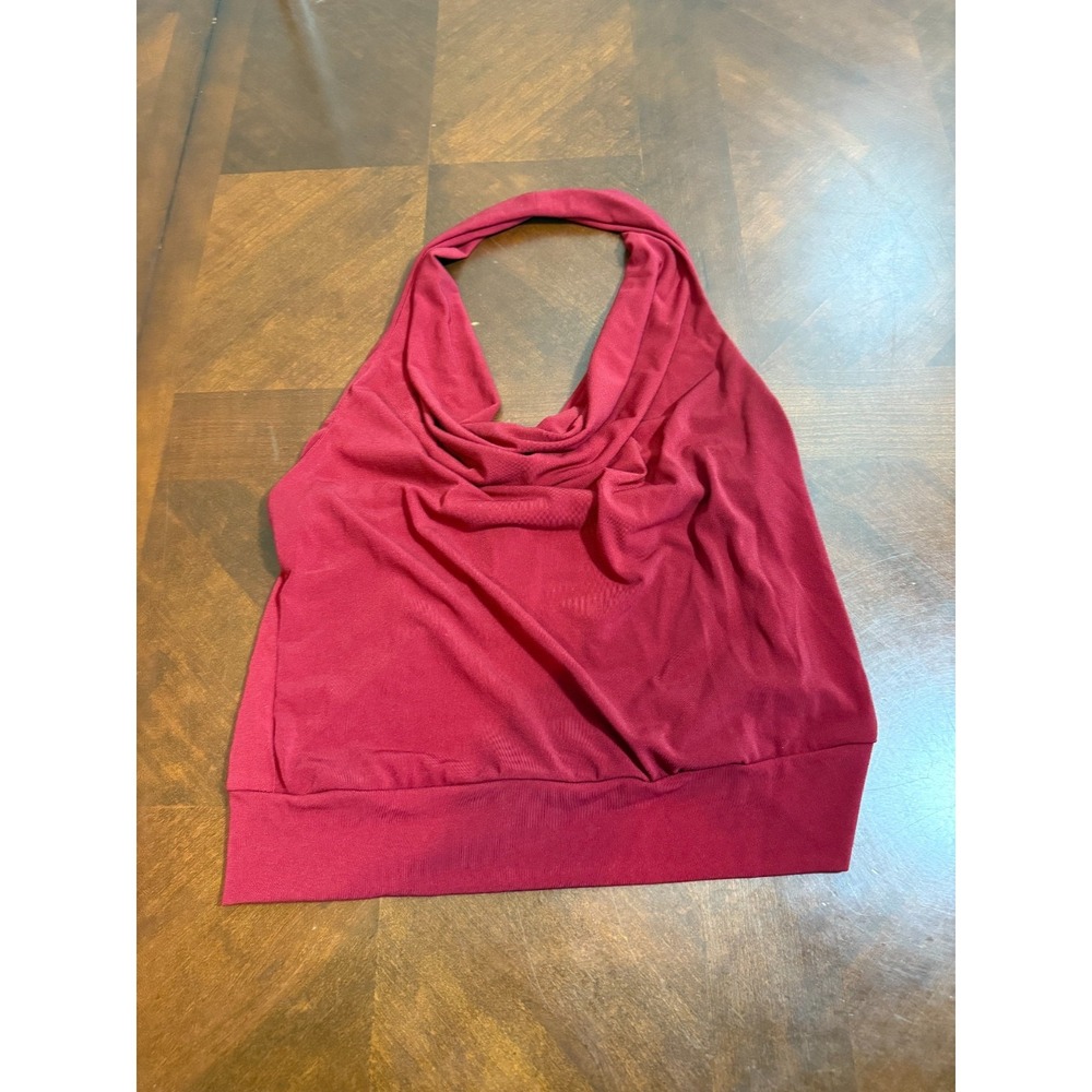 Cowl Halter‎ Top Stretch Banded Hem USA Y2K Burgundy Charlotte Russe Women's L